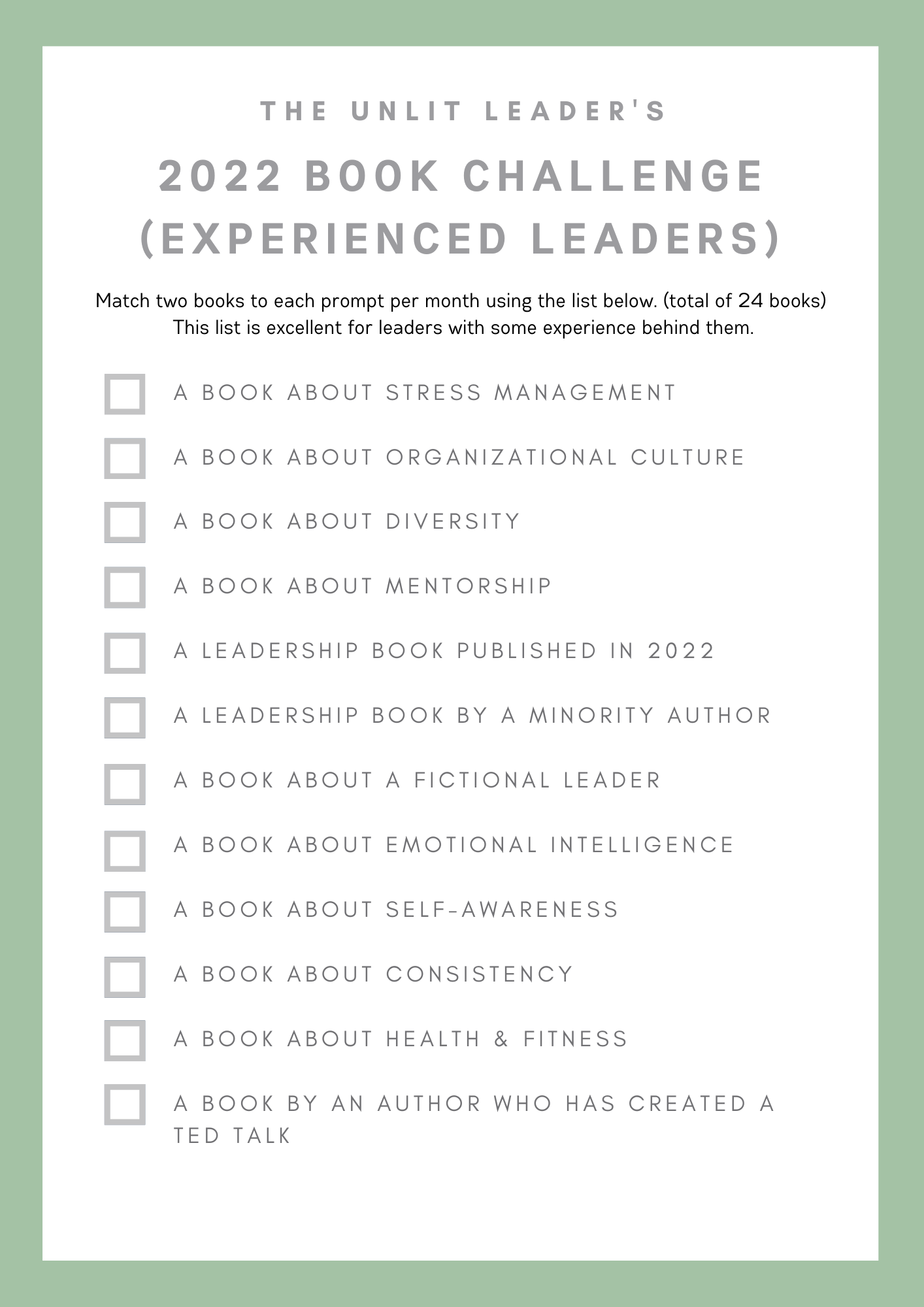 Experienced leader book challenge